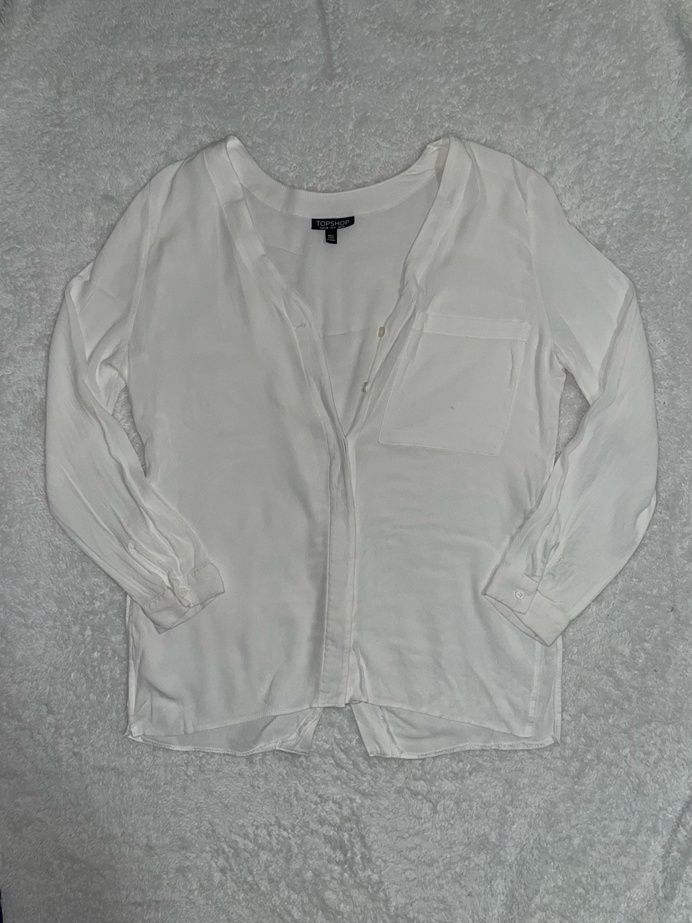 Topshop White Button-Front Relaxed Shirt